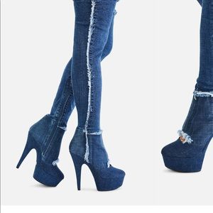 Come Get It Denim Thigh High Boots